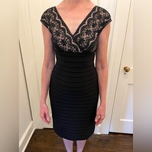 Adrianna Papell Black Lace Midi Dress